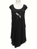 Clarity Black Asymmetrical Tunic Dress with Button Detail – Size XL/20
