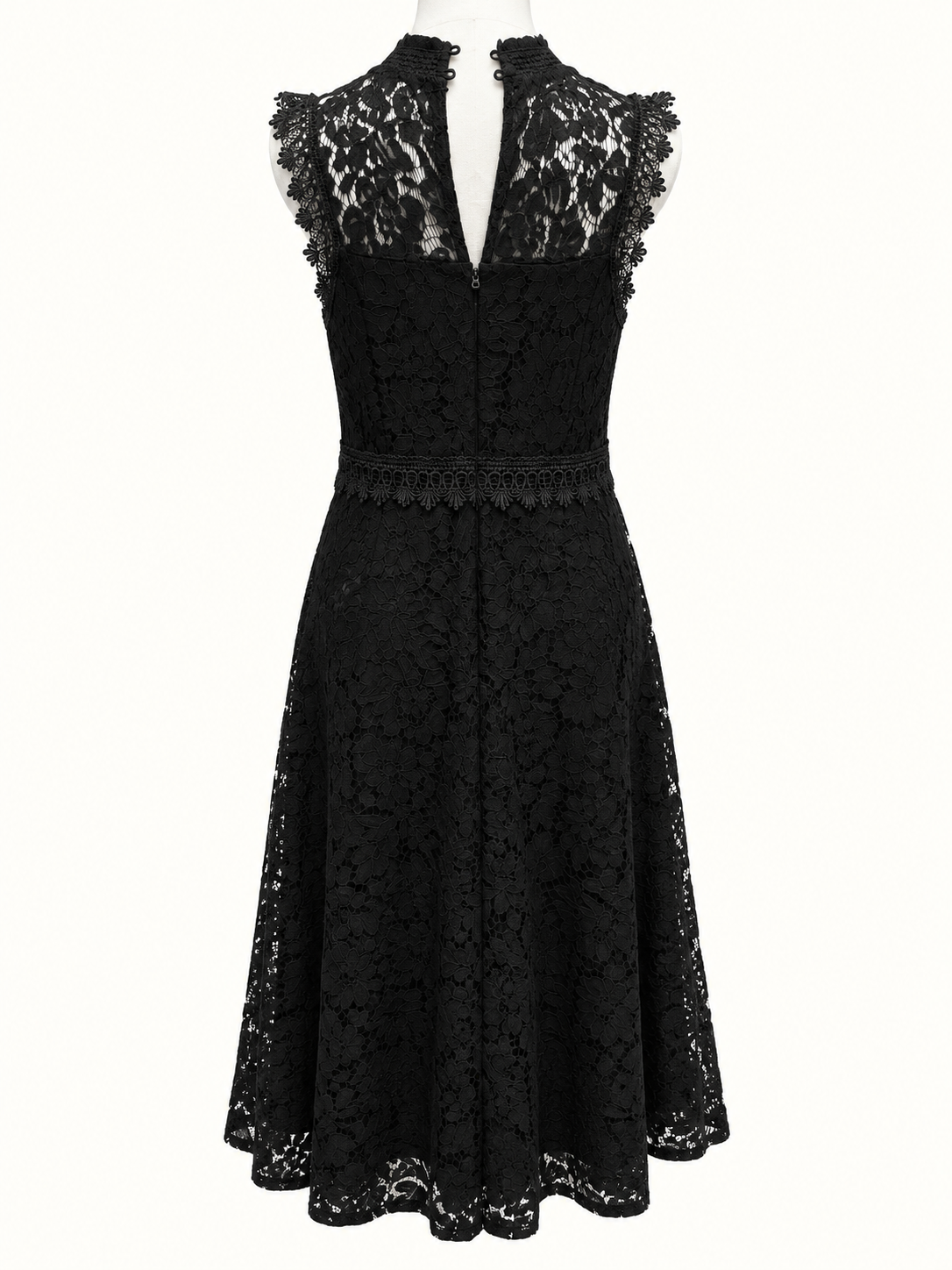 City Chic Black Floral Lace Fit & Flare Dress – Size S/16