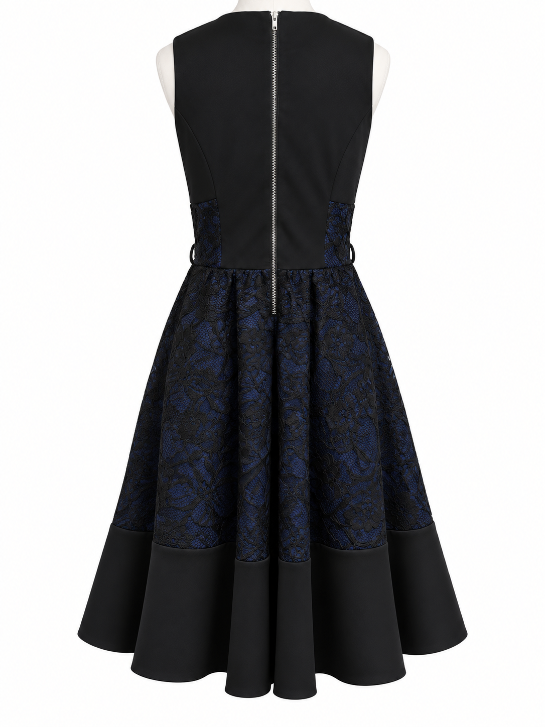 City Chic Navy Blue & Black Floral Lace Fit & Flare Dress – Size XS/14