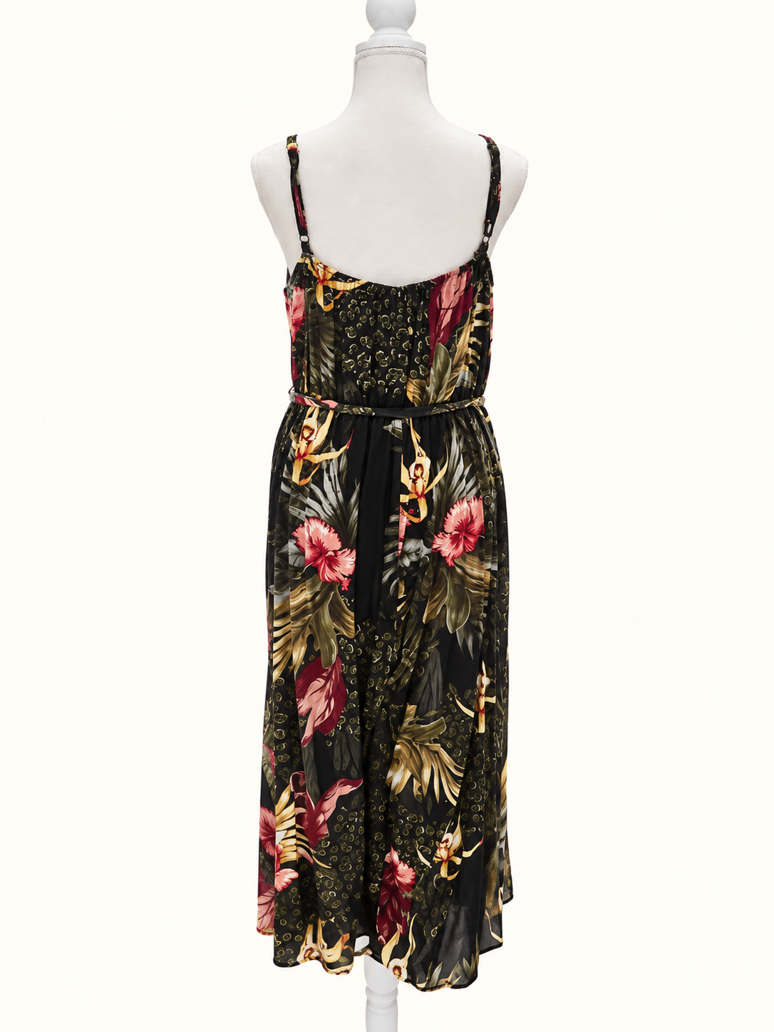 City Chic Tropical Floral & Leopard Print Wide Leg Jumpsuit – Size S/16 – Very Good Condition