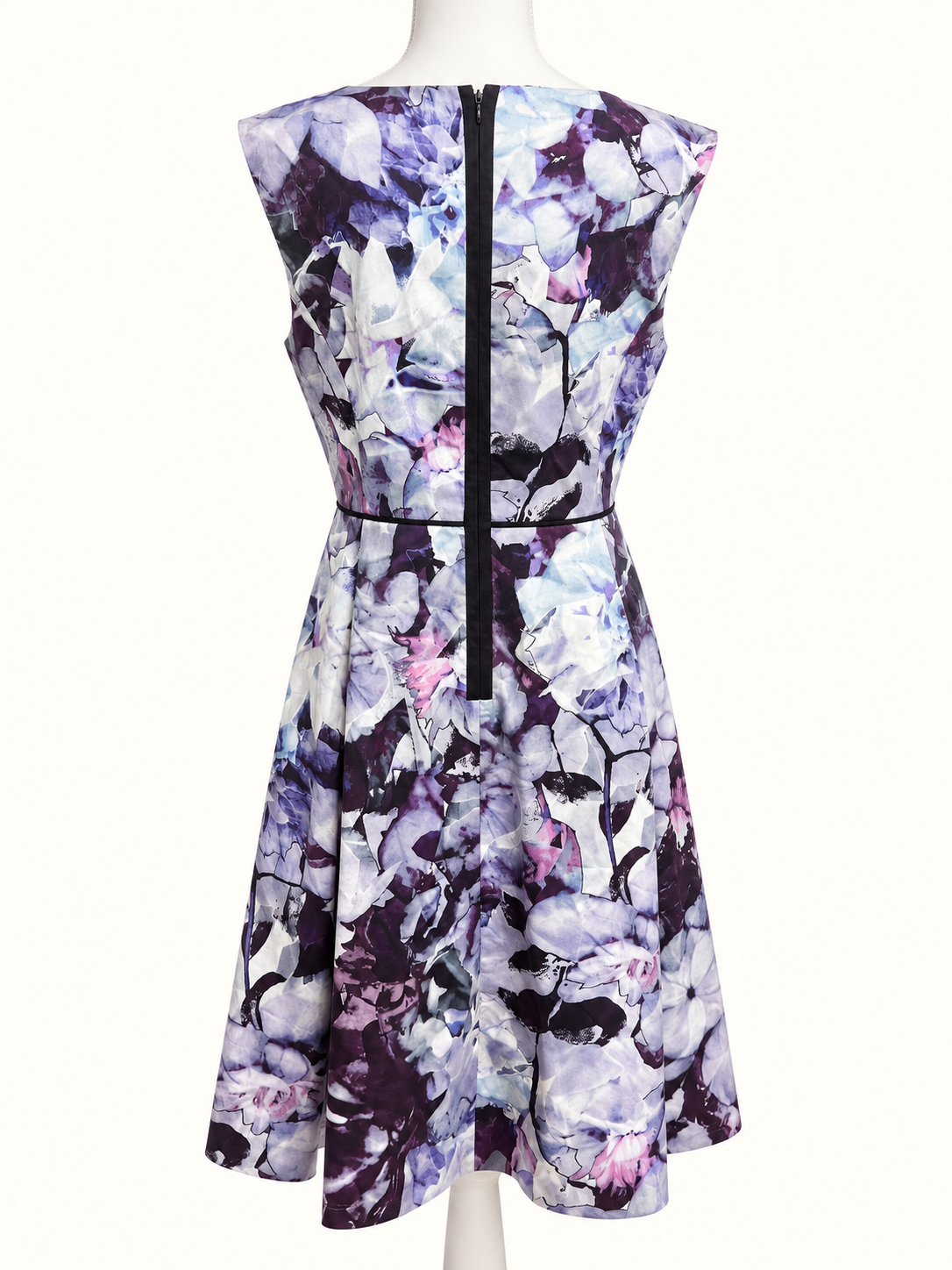 Jacqui E Purple Watercolour Floral Fit & Flare Dress – Size 18