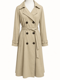 & Me Classic Beige Double-Breasted Trench Coat – Size 16 | As New