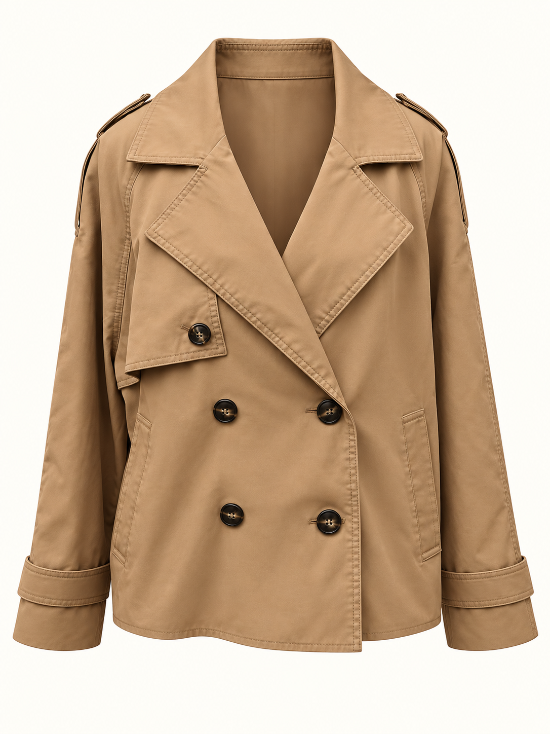Anko Beige Double-Breasted Short Trench Jacket – Size 18 | Like New