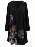 TS Taking Shape Black Boho Mandala Print Long Sleeve Top with Pockets – Size 14 | Near New