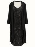 Eve Hunter Black & Metallic Waterfall Cardigan Dress – Size 18