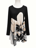 My Size Black & Neutral Floral Asymmetrical Tunic – Size M/18