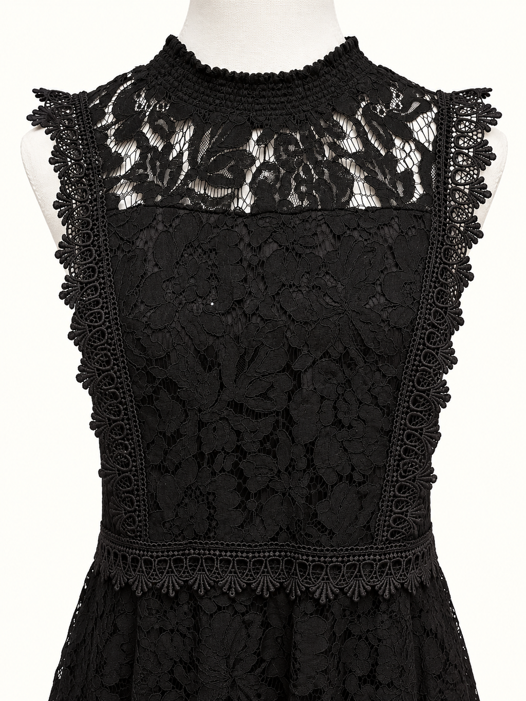 City Chic Black Floral Lace Fit & Flare Dress – Size S/16