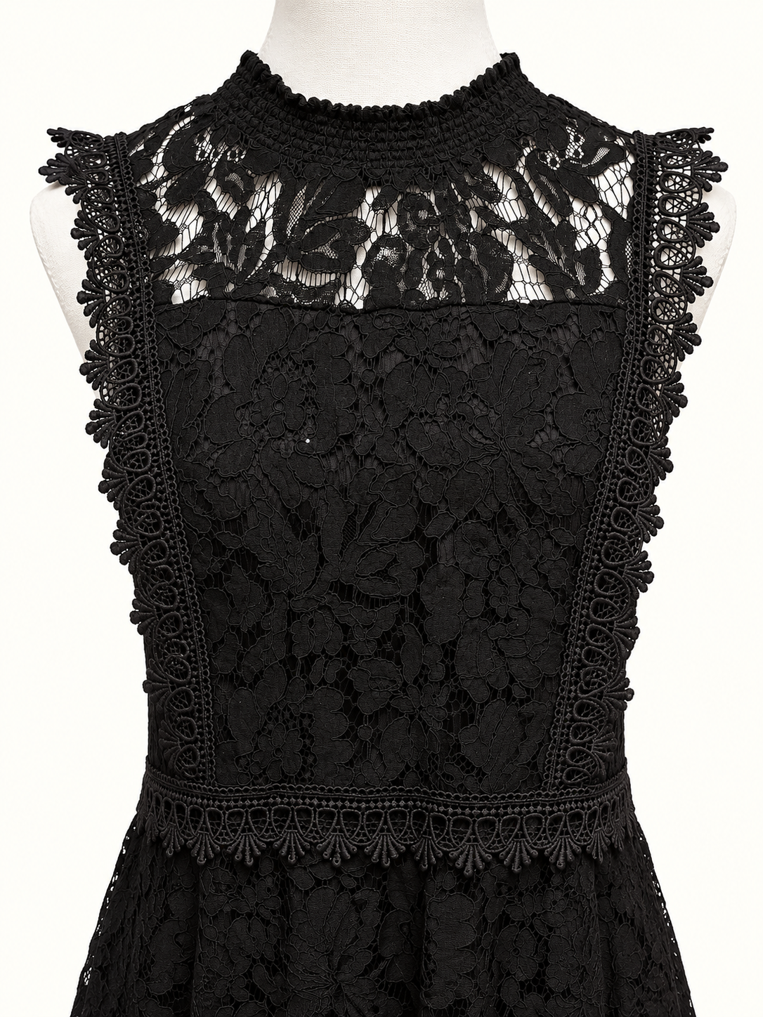 City Chic Black Floral Lace Fit & Flare Dress – Size S/16