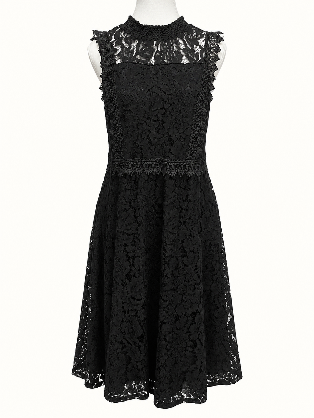 City Chic Black Floral Lace Fit & Flare Dress – Size S/16