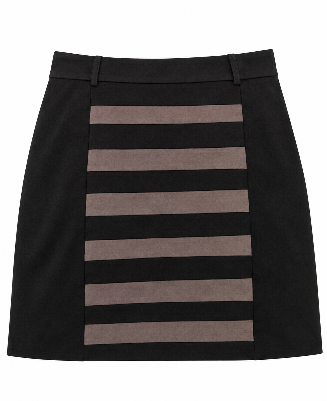 Jane Lamerton Black &amp; Taupe Striped Panel Skirt – Size 16