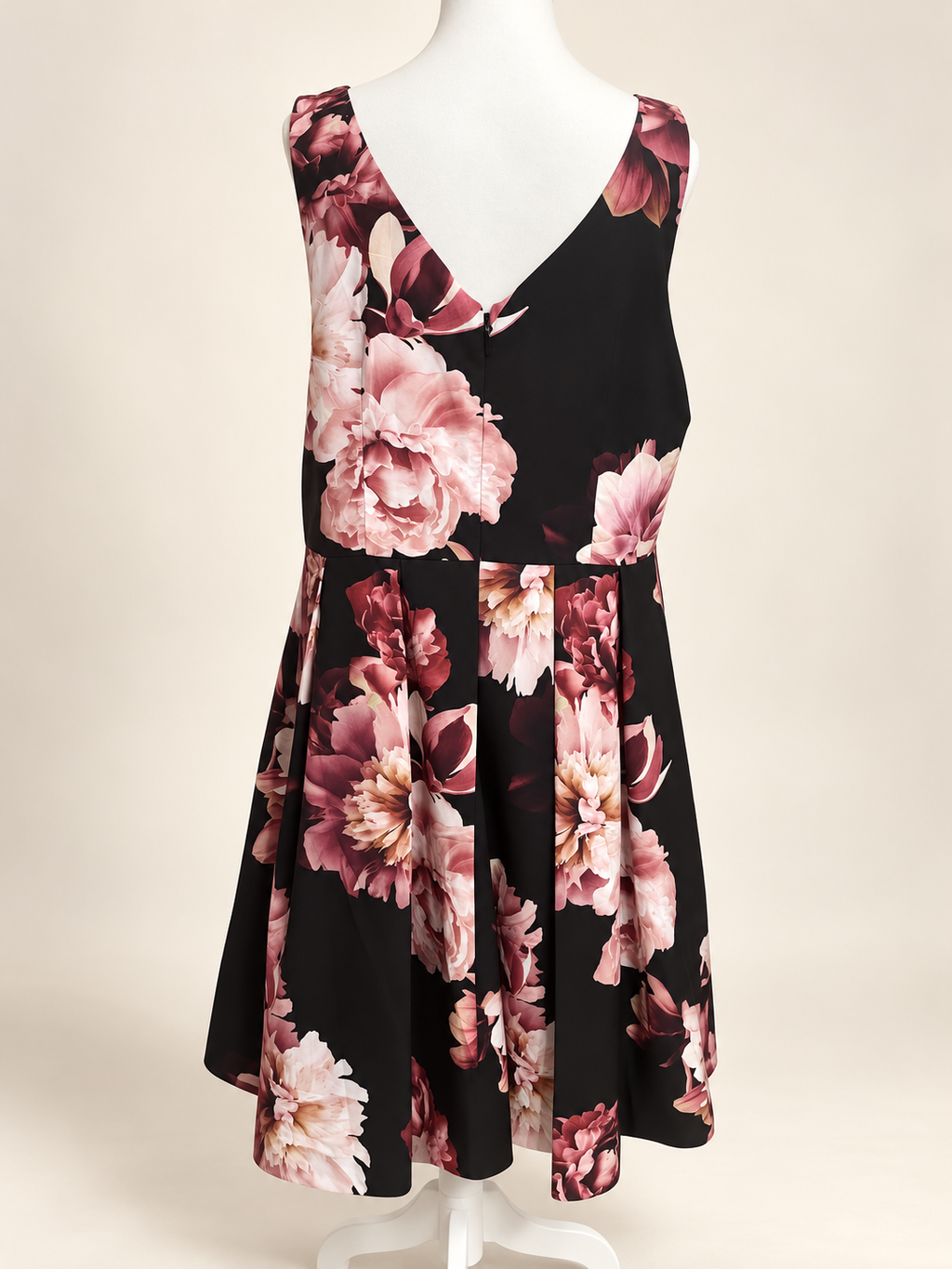 City Chic Black & Pink Floral Dress – Size M/18