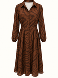 & Me Brown Zebra Print Button-Front Maxi Dress – Size 16