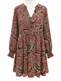 Rivers Burgundy & Rust Paisley Boho Long Sleeve Top – Size 18