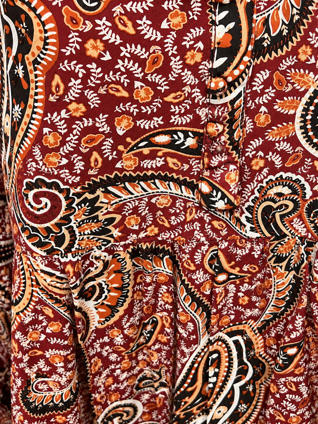 Rivers Burgundy & Rust Paisley Boho Long Sleeve Top – Size 18