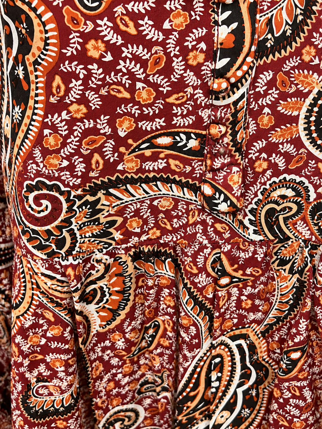 Rivers Burgundy & Rust Paisley Boho Long Sleeve Top – Size 18