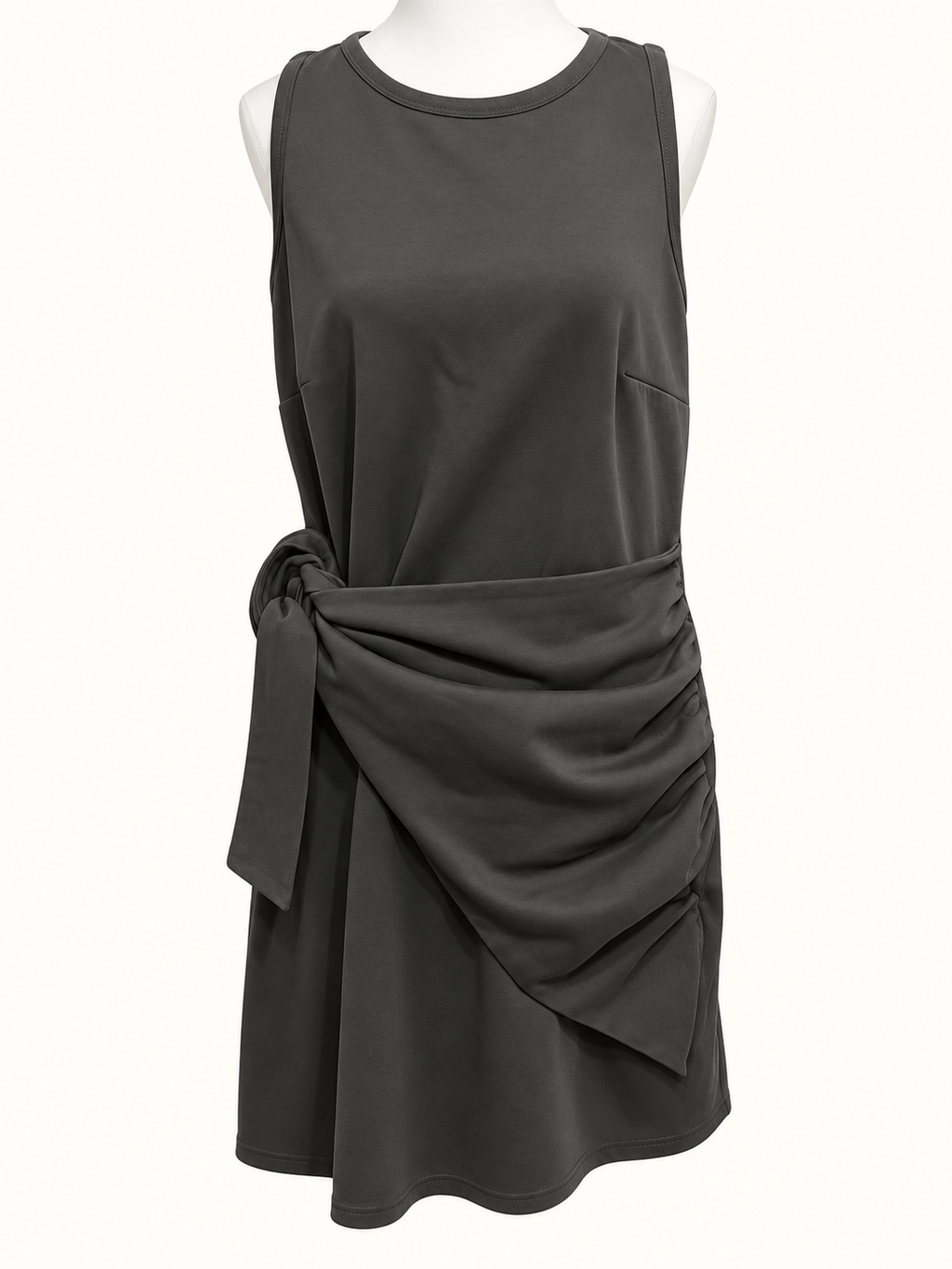 City Chic Charcoal Draped Sash Sleeveless Dress – Size XXS/14