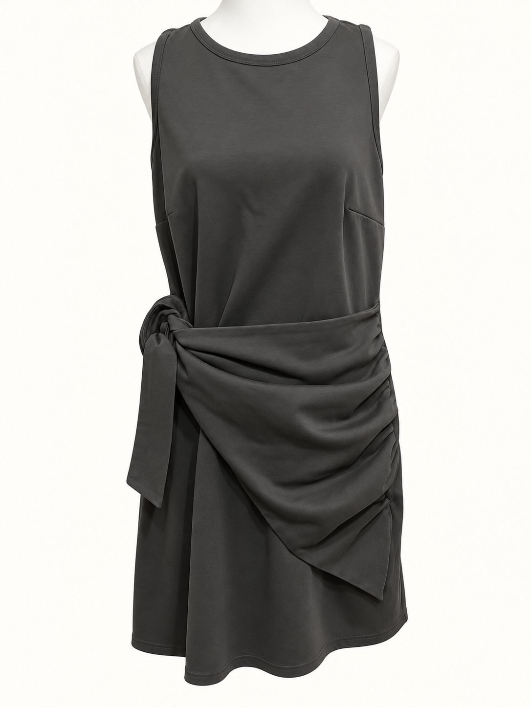 City Chic Charcoal Draped Sash Sleeveless Dress – Size XXS/14