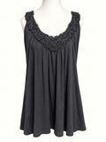 SARA Charcoal Embroidered Sleeveless Tunic – Size XL / 16