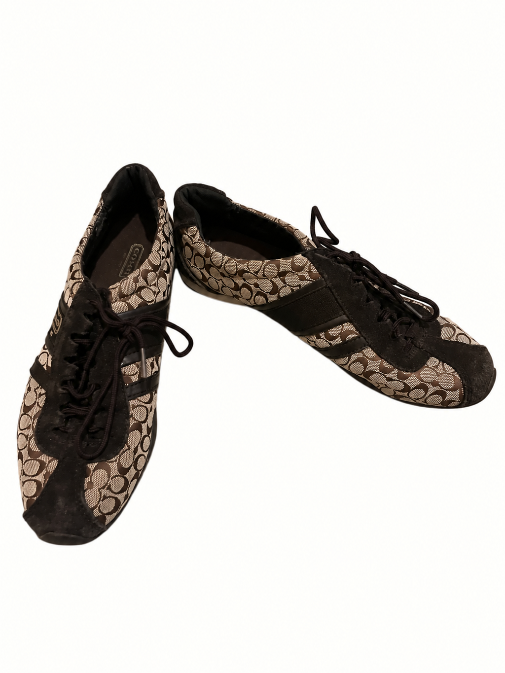 Coach New York Signature Monogram Brown Lace-Up Sneakers – Size 40 | Good Pre-Loved Condition