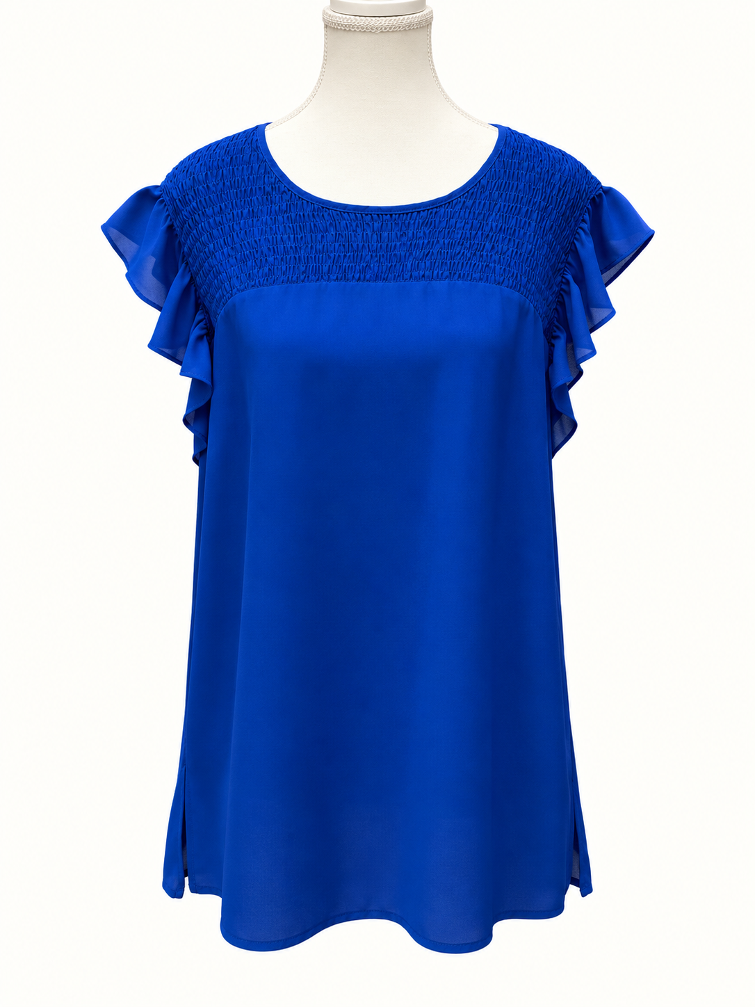 City Chic Cobalt Blue Ruffle Sleeve Top – Size Small/16 | Like New