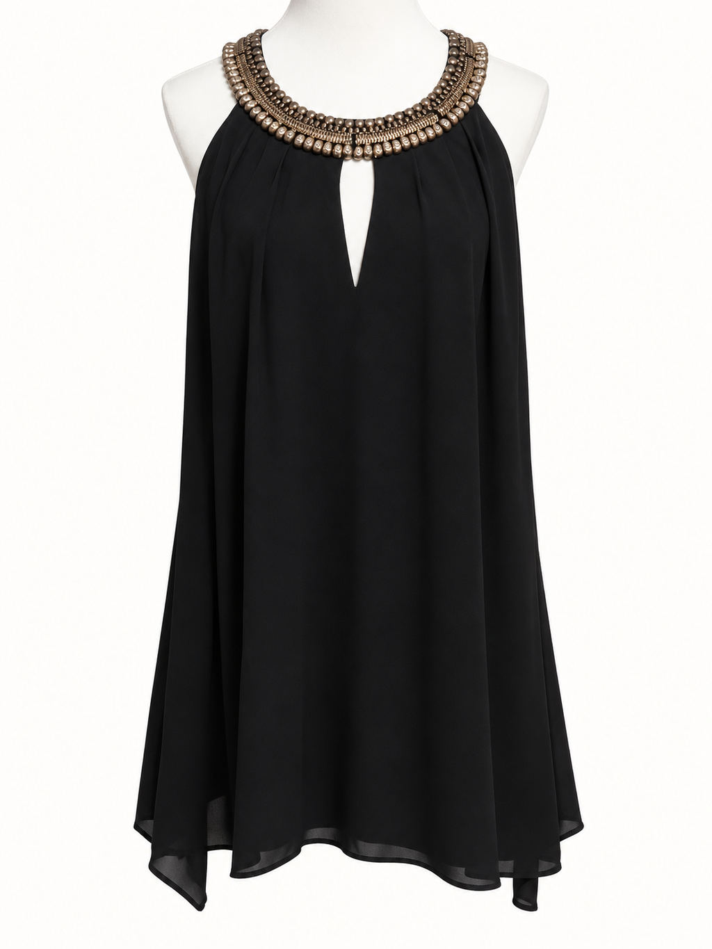 City Chic Black & Gold Embellished Halter Neck Top – Size S/16 | Like New