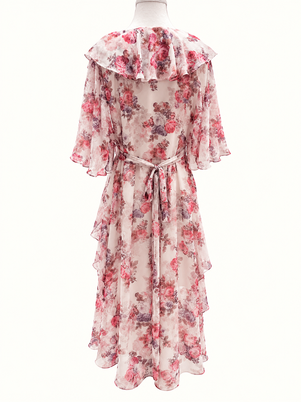 Forever New Curve Pink Floral Ruffle Midi Dress – Size 20 – Like New