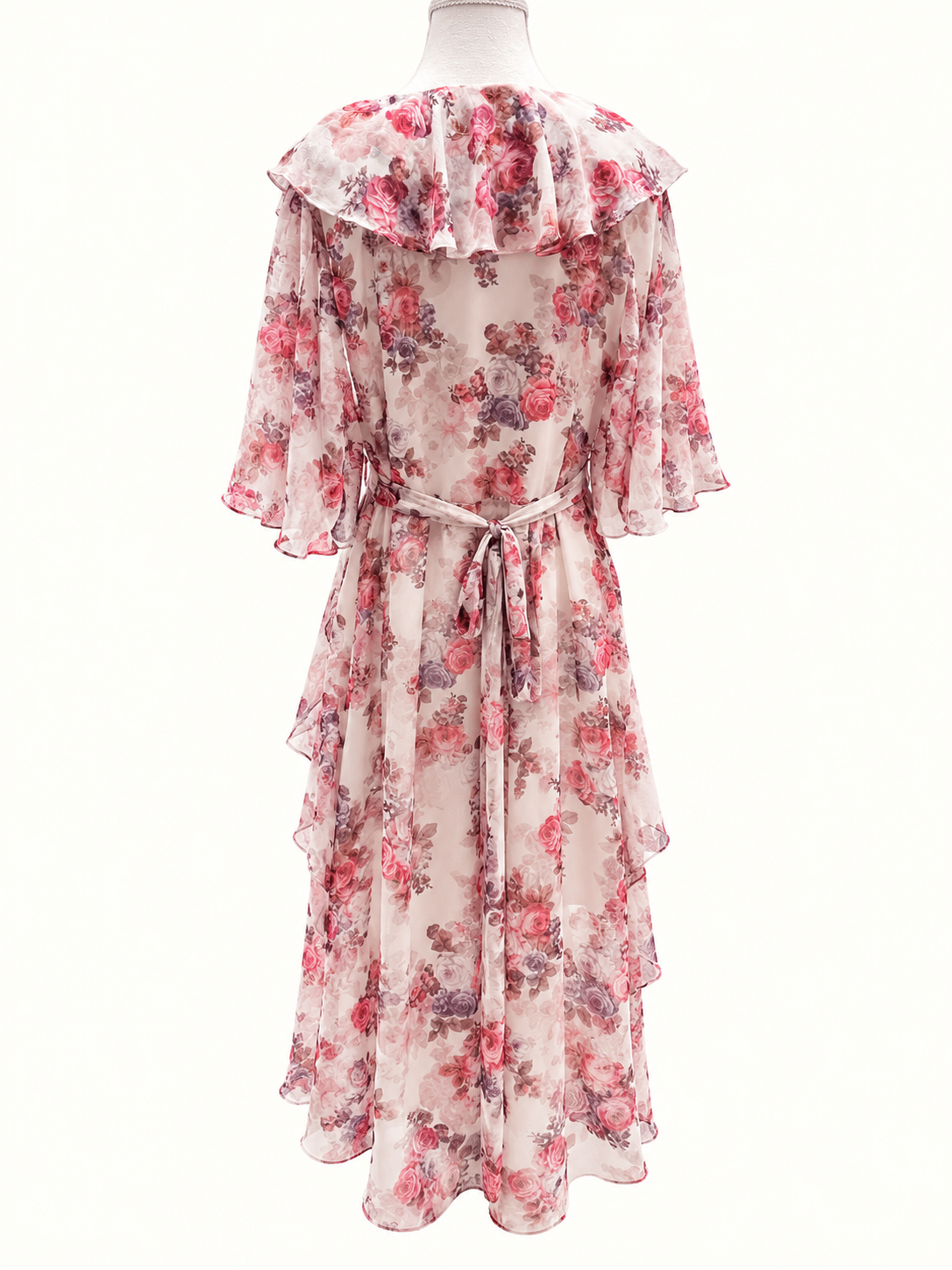 Forever New Curve Pink Floral Ruffle Midi Dress – Size 20 – Like New