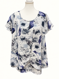 Liz Jordan Blue & White Floral Crossover Blouse – Size 16 | Like New