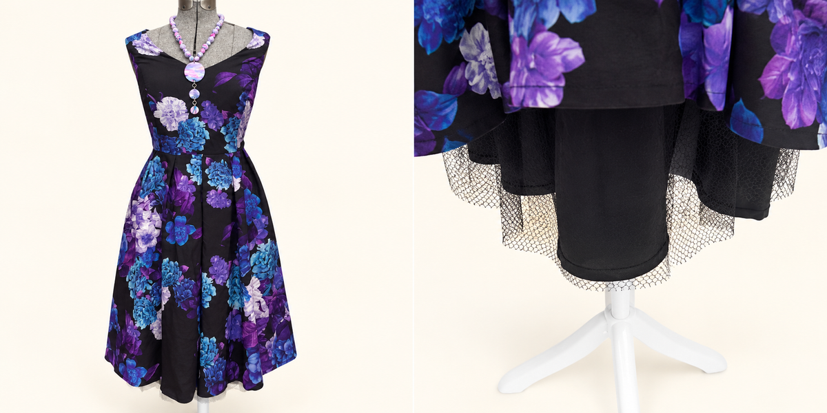 City Chic Size 16 Purple Floral Fit & Flare Dress