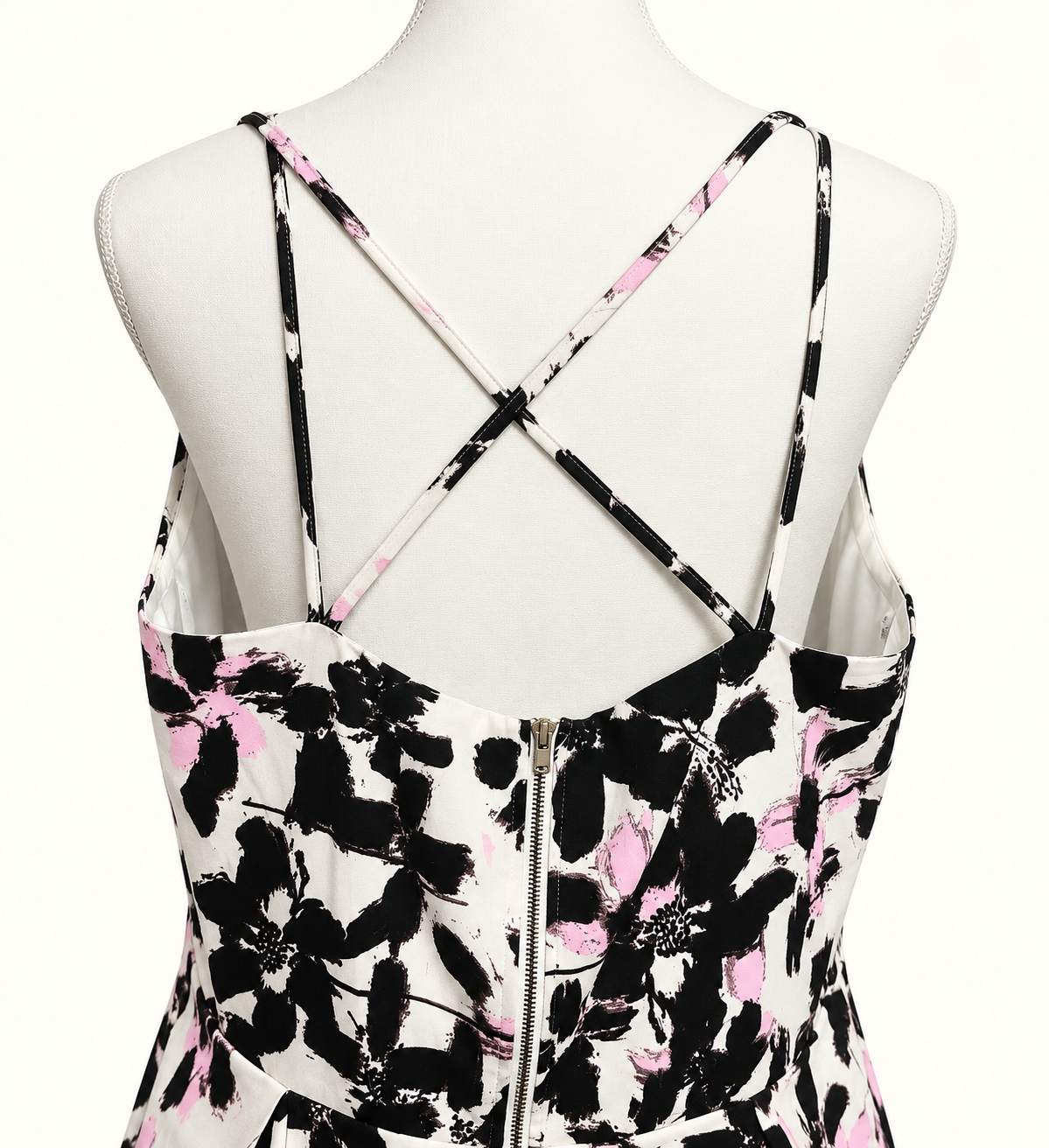 City Chic Black, White & Blush Floral Midi Dress – Size M/18