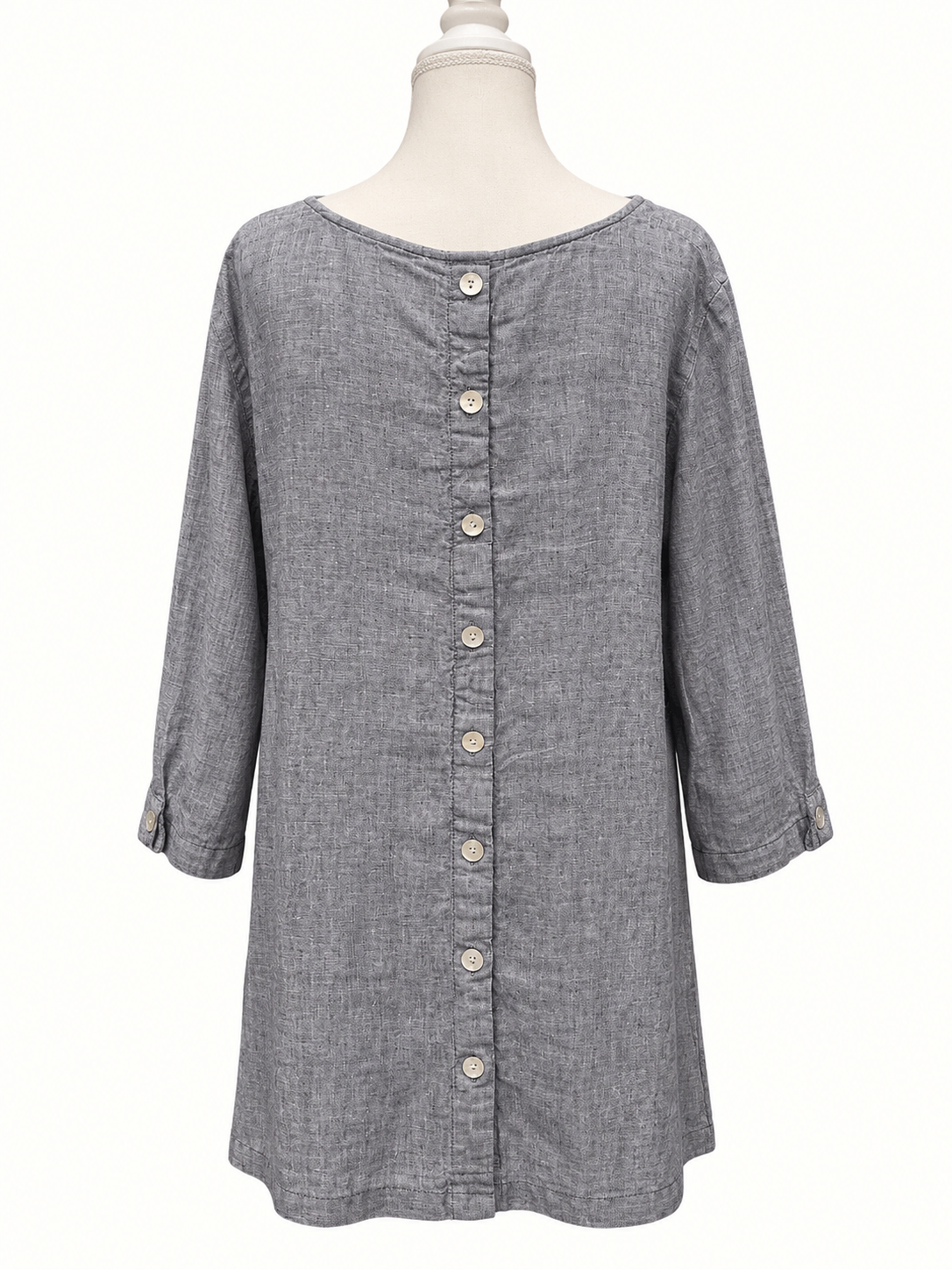 Blue Illusion Denim Blue 100% Linen V-Neck Tunic Top – Size 16