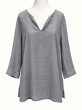 Blue Illusion Denim Blue 100% Linen V-Neck Tunic Top – Size 16