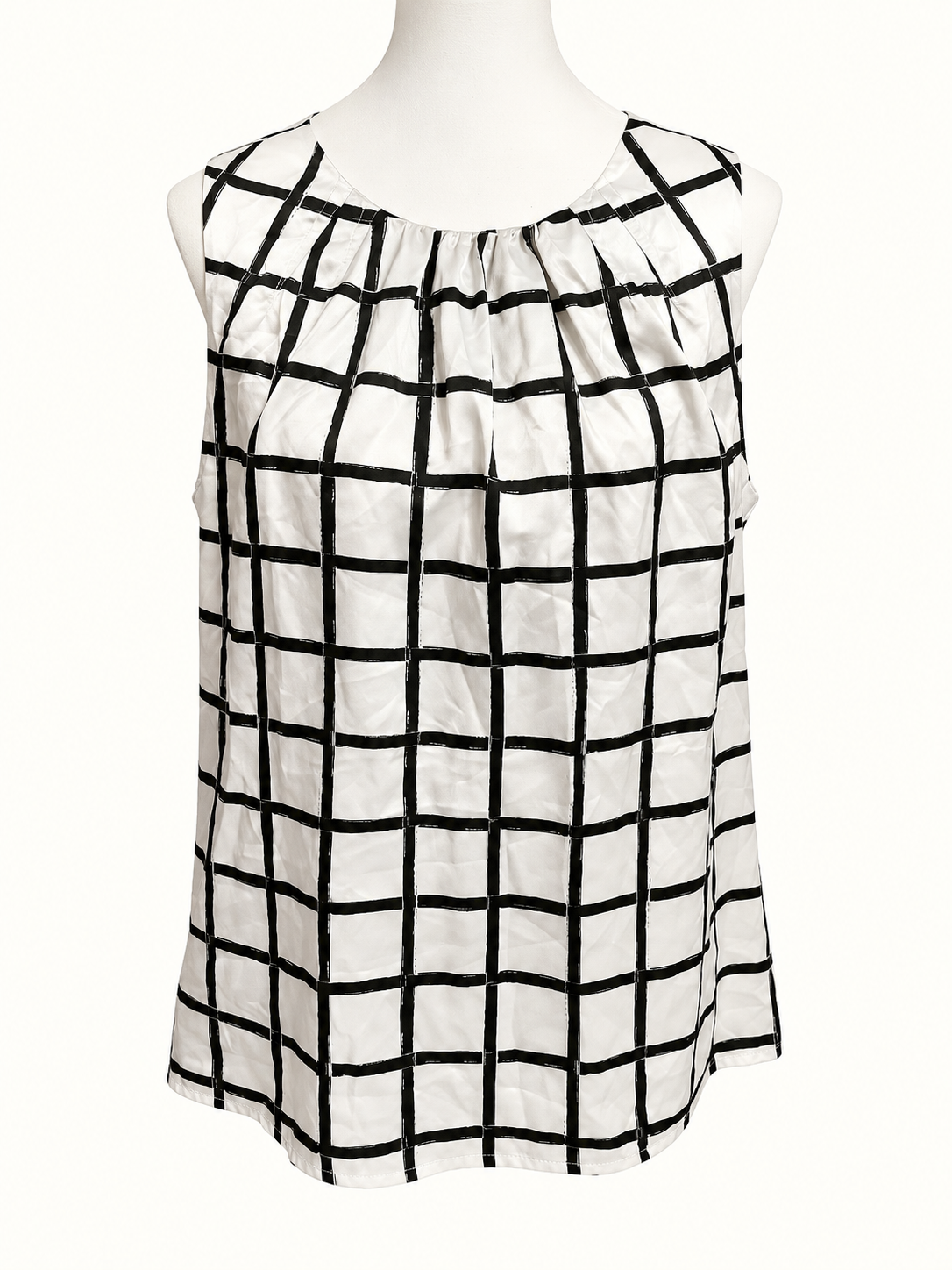 Target Black & White Windowpane Print Sleeveless Top – Size 16