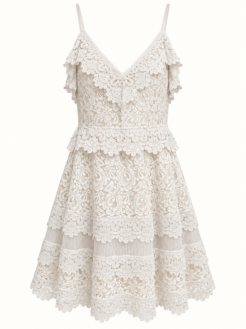 City Chic Ivory Floral Lace Fit & Flare Dress – Size S/16 | Very Good Condition
