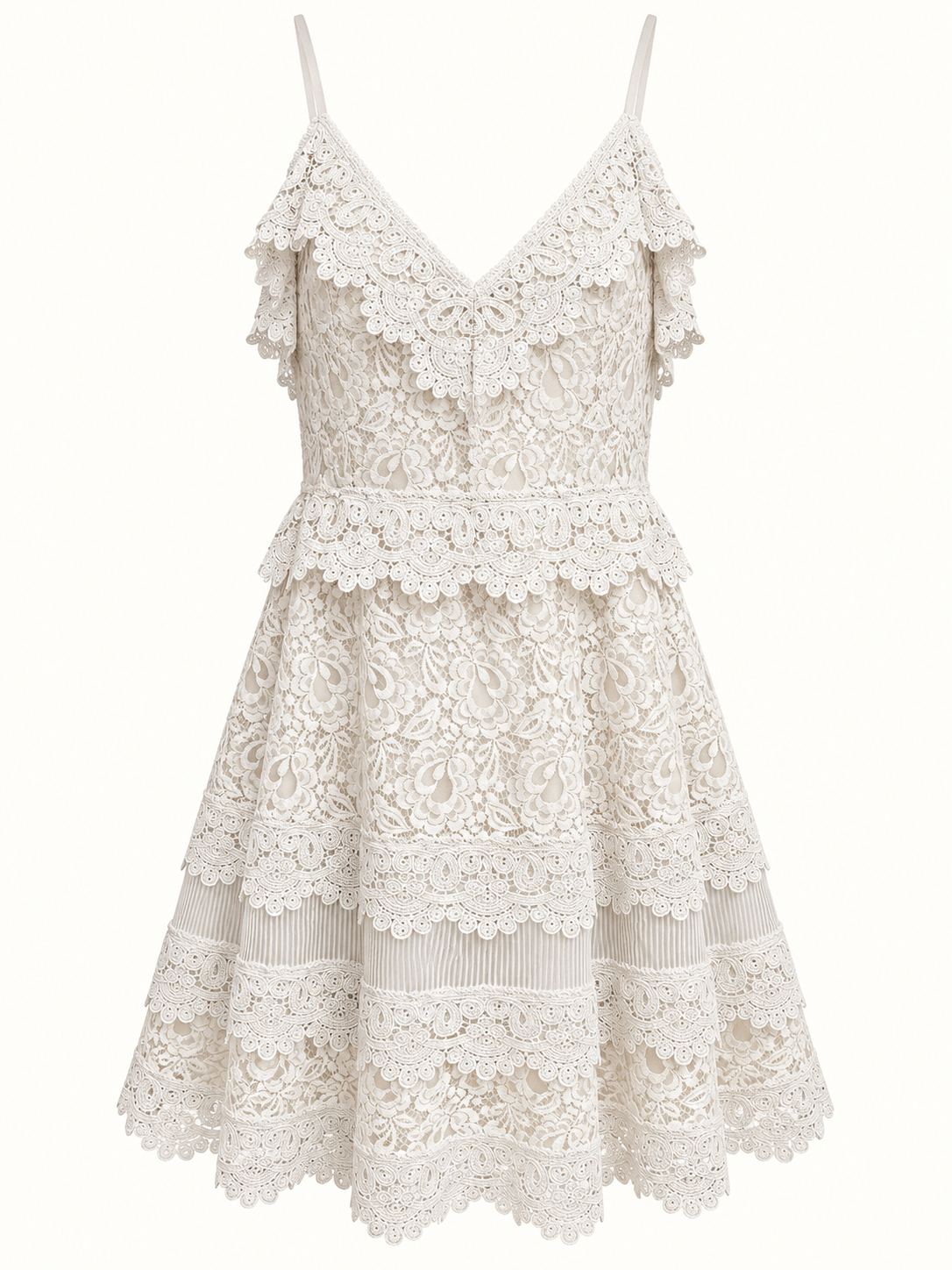 City Chic Ivory Floral Lace Fit & Flare Dress – Size S/16 | Very Good Condition