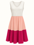 SHEIN Colour Block Tiered Midi Dress – Ivory, Blush Pink & Fuchsia – Size 0XL/18