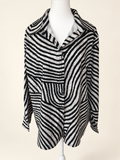 SHEIN Black & White Zebra Print Button-Up Blouse – Size 2XL