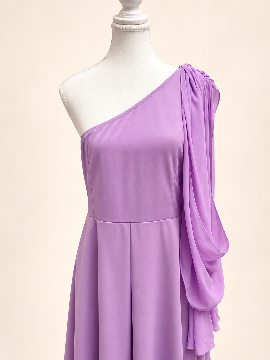 Lavender One-Shoulder Dress with Draped Detail SZ XL