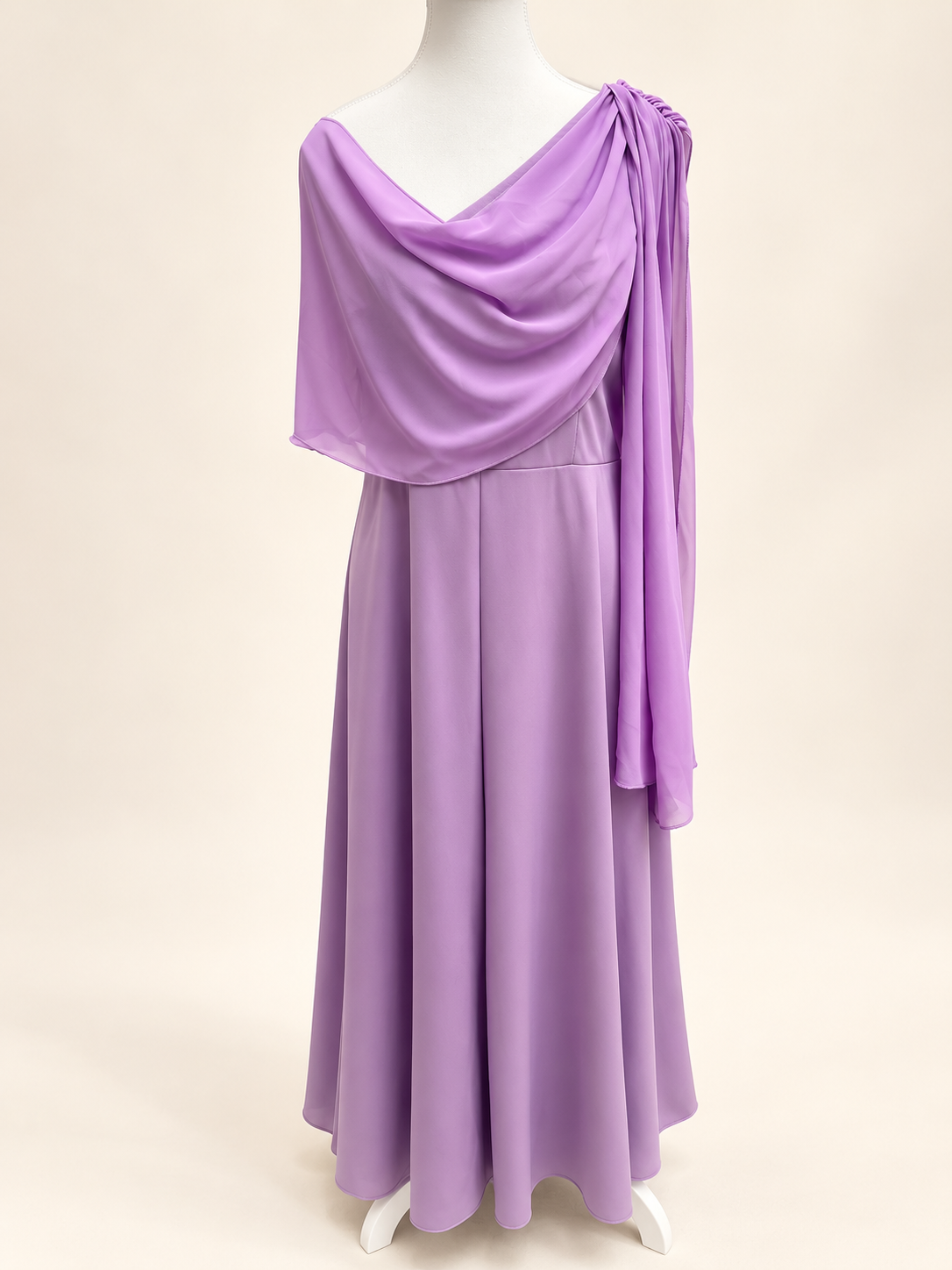 Lavender One-Shoulder Dress with Draped Detail SZ XL