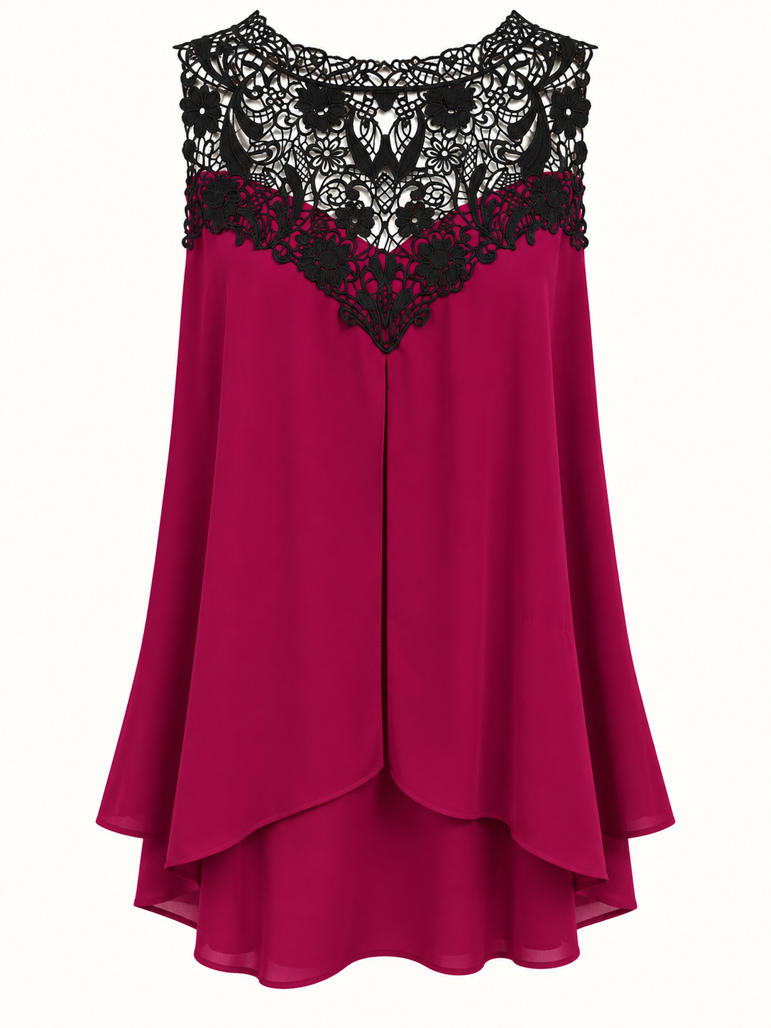 City Chic Magenta Pink & Black Lace Flowing Top – Size XS/14–16 | Like New