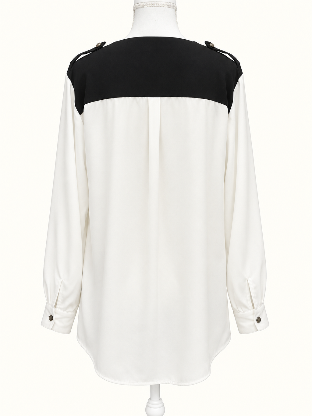 Chrissie Avella Ivory & Black Elegant Long Sleeve Blouse – Size 18 | Like New