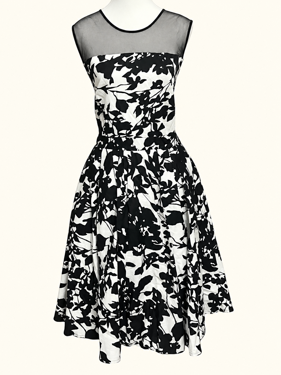Crossroads Black & White Floral Fit &amp; Flare Dress – Size 18