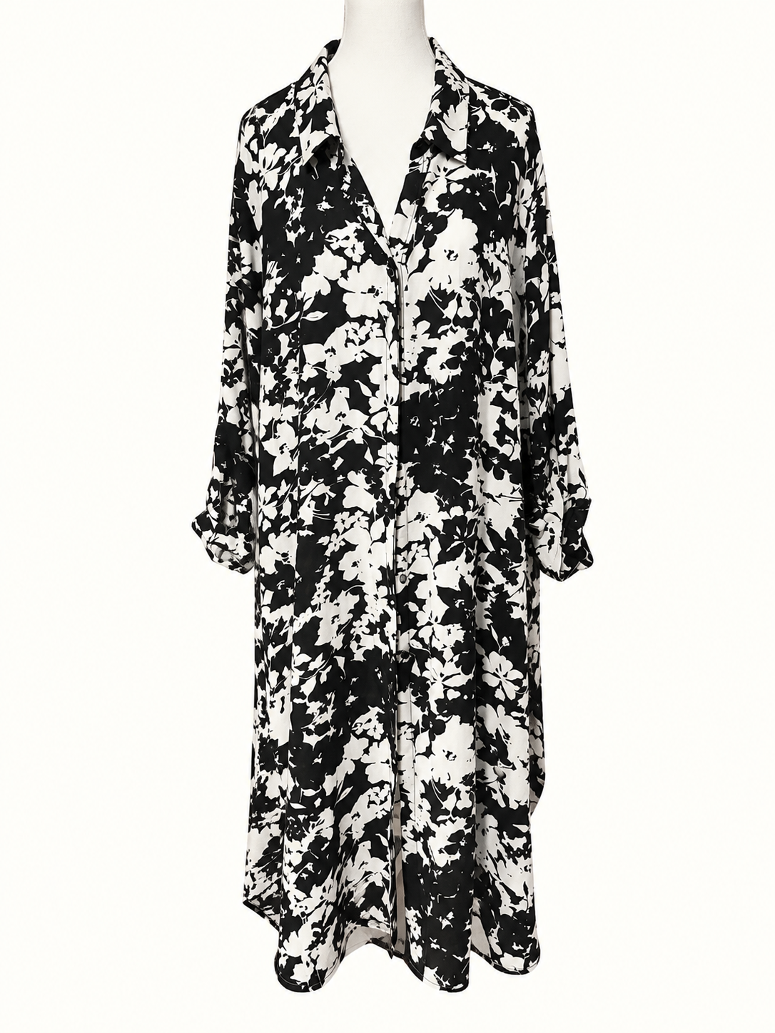 SARA Black & White Floral Shirt Dress – Size 26