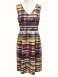 Jacqui E Multicoloured Abstract Stripe Fit & Flare Dress – Size 16