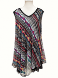 BE ME Multicoloured Patchwork Print Asymmetrical Tunic – Size M/18