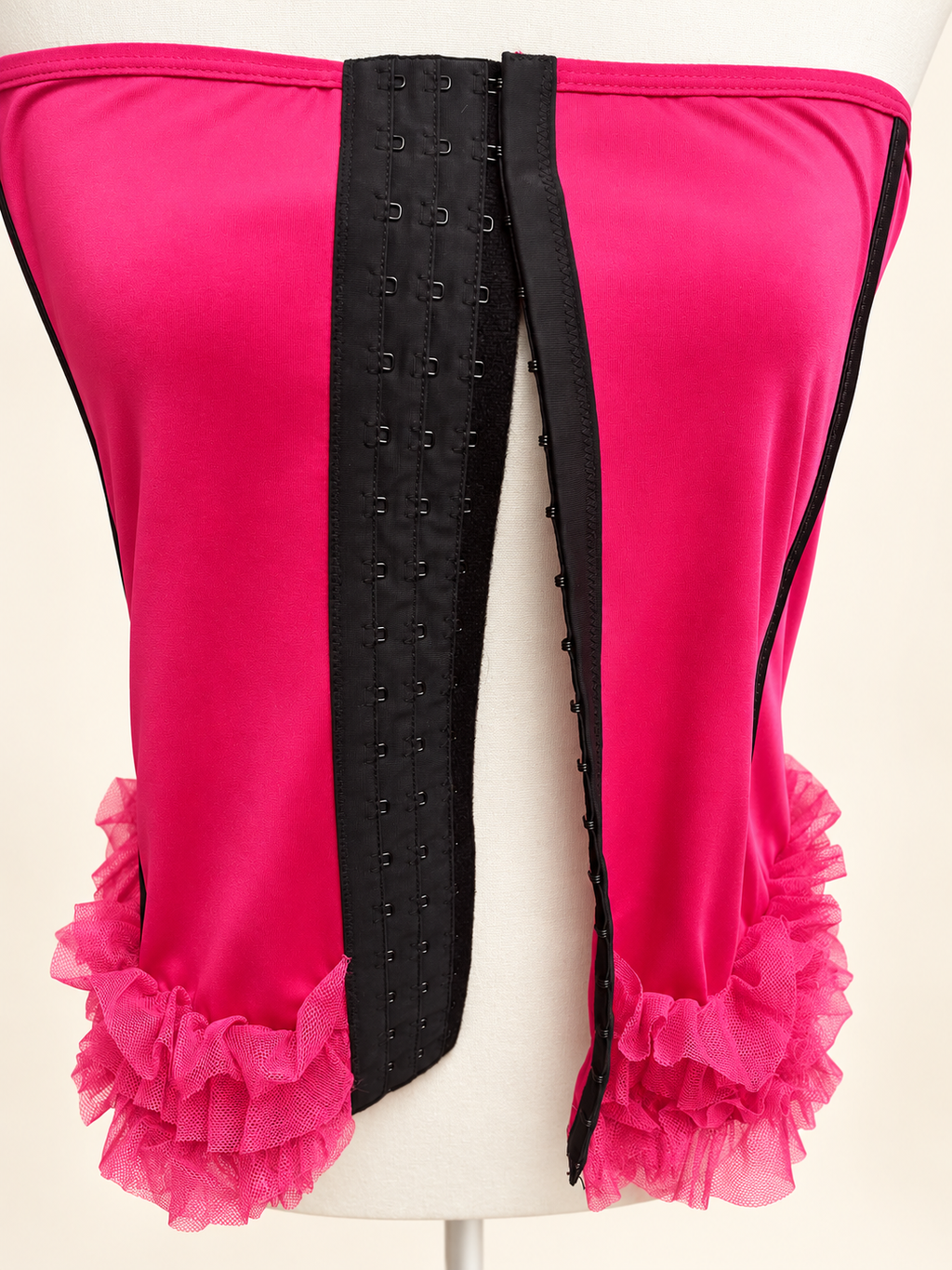 Hot Pink & Black Ruffle Corset Top