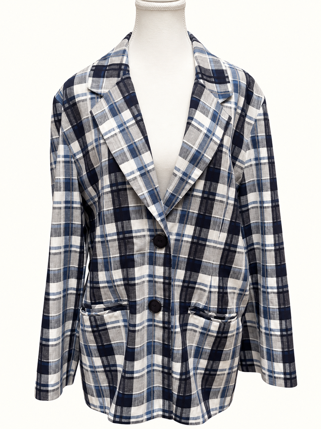 Millers Blue, Navy & White Check Blazer – Size 18