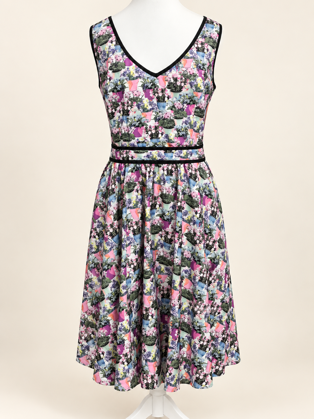 City Chic Flowerpot Print Dress with Pockets – Size M/18