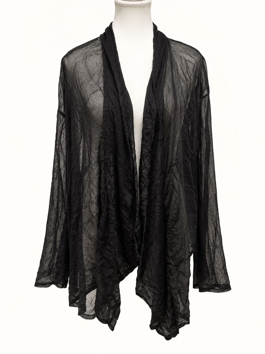 Capture Black Sheer Waterfall Cardigan – Size 3XL