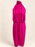 City Chic Fuchsia Halter Neck Dress – Size M/18